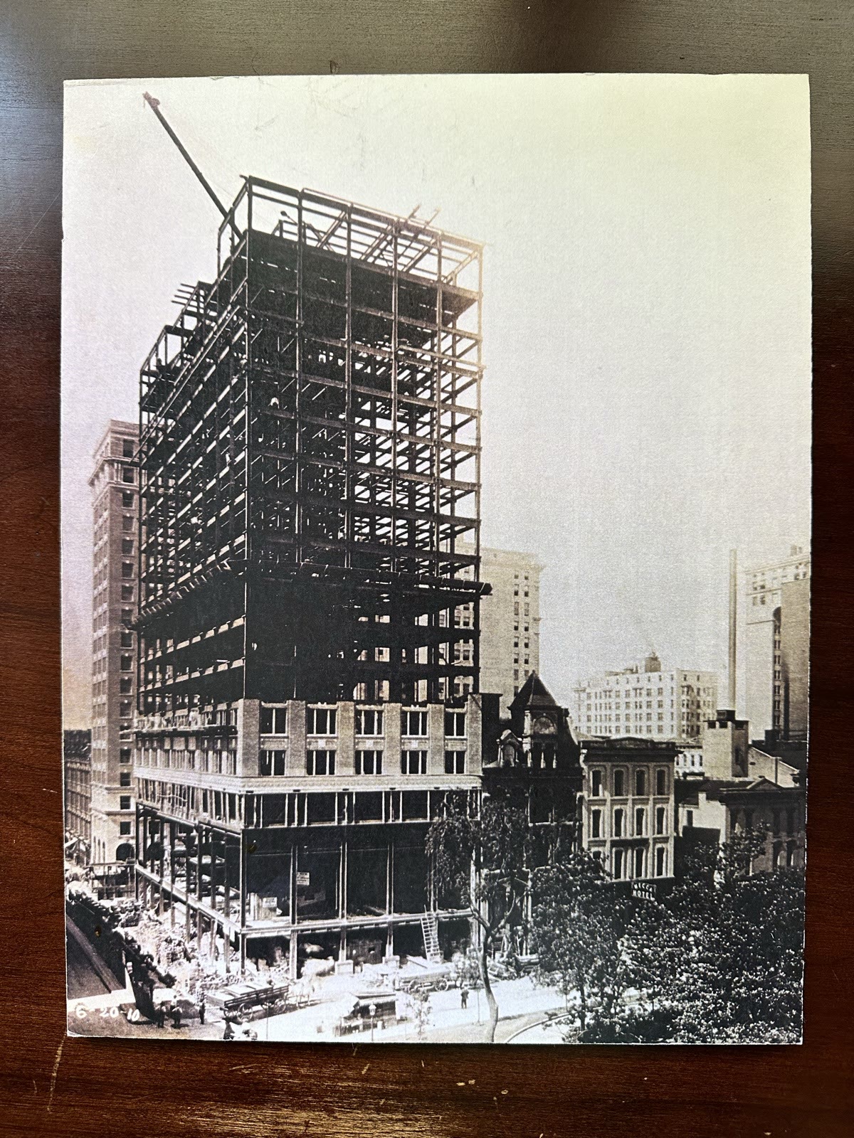 The Exchange Building's steel frame rising against the early-1900s downtown Memphis streetscape.
